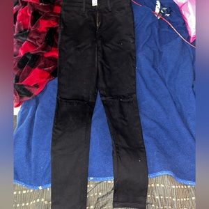 Black Knee Slit Denim Jeans